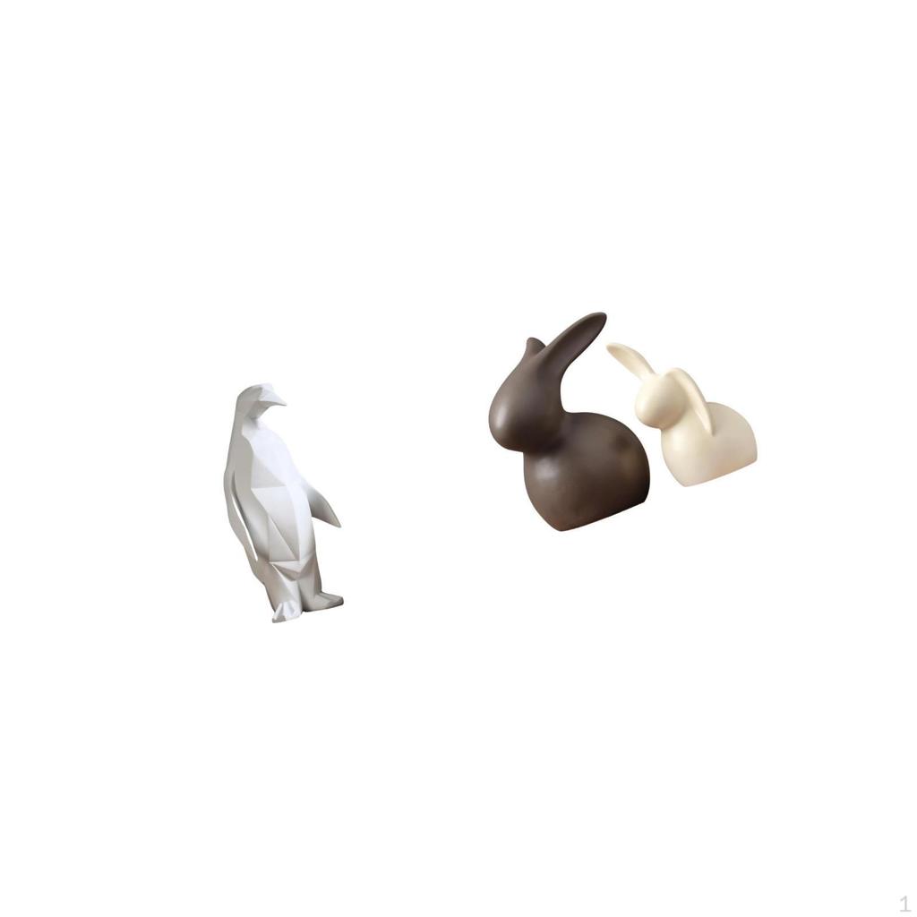 Penguin Sculpture Figurine Collectable Craft Decorative Ornament Resin Animal Statue Ceramic Bunny