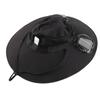 Solar Fan Hat USB Charging and Solar Powered Double Fans Wide Brim Sun Hat for Fishing Beach Black