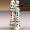 2024 Spring/Summer Women's V-Neck Long Sleeve Pocket Print Maxi Dress