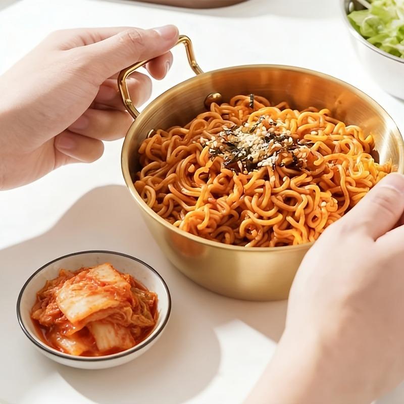 Ciotola per Noodles in Acciaio Inossidabile - Ciotole Giapponesi per Ramen/Coreane per Banchan con Manici Multimisura Ciotole per Zuppe e Insalate per Pho, Cereali e Meal Prep