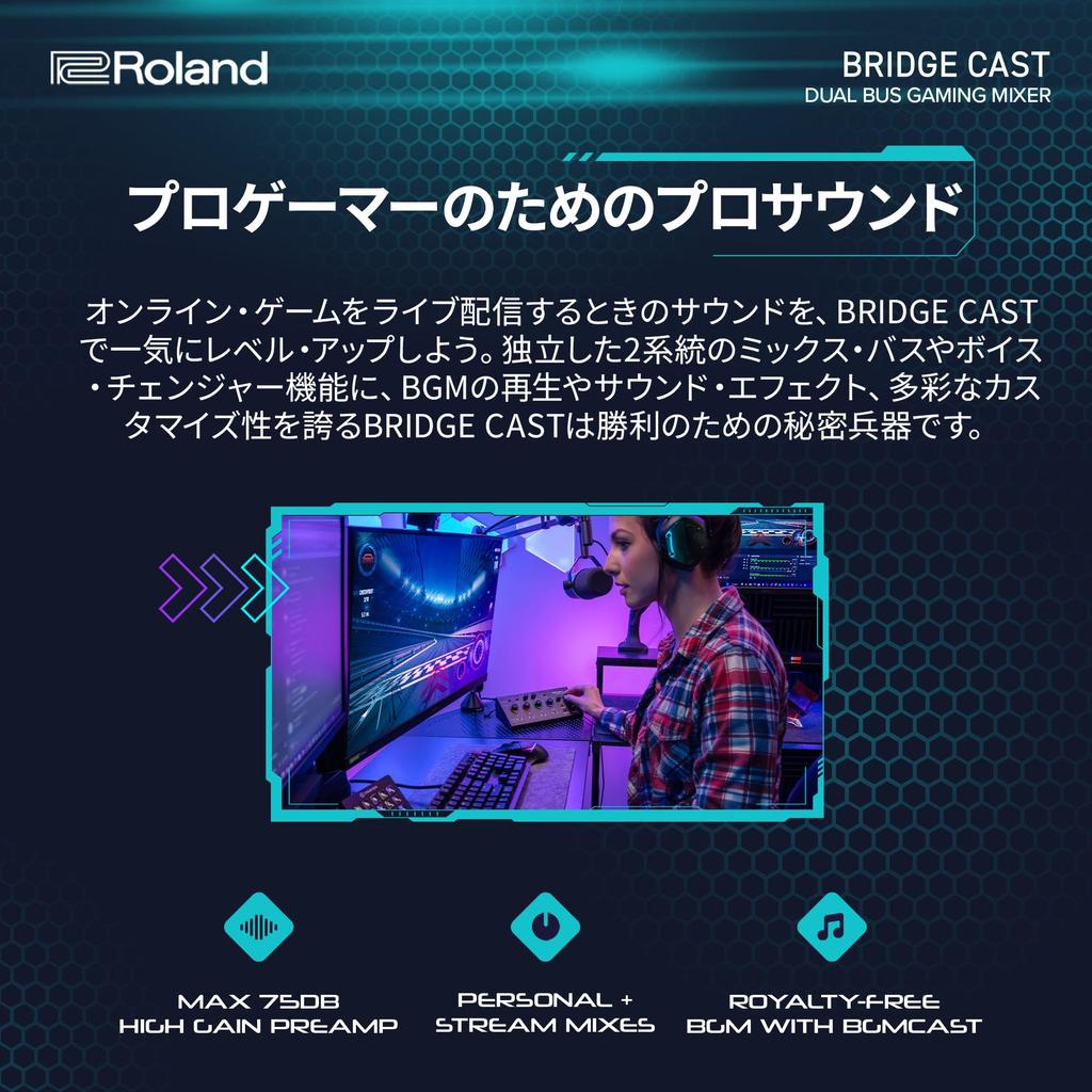 Roland BRIDGE CAST Gaming DAC/Audio Interface/Streaming/Gaming Mixer/Audio Mixer/Mac/Windows/Bridge Cast/Black