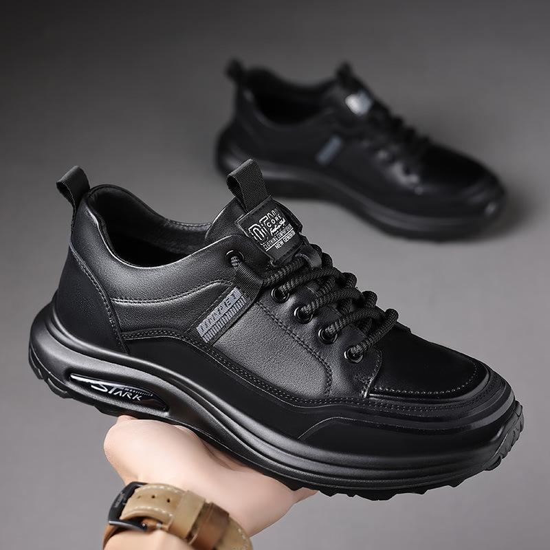 Trendy men's shoes first layer cowhide autumn new sports and leisure shoes men's light and non-slip daily casual leather shoes men's