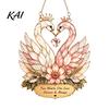 Love Symbol Home Decor Stained Glass Style Swan Pendant, Decorative Acrylic Suncatcher for Window Car Hanging Ornament And Christmas Tree Ornament,