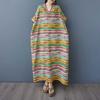 Ladies' V-neck Vintage Long Skirt Cotton Linen Dress