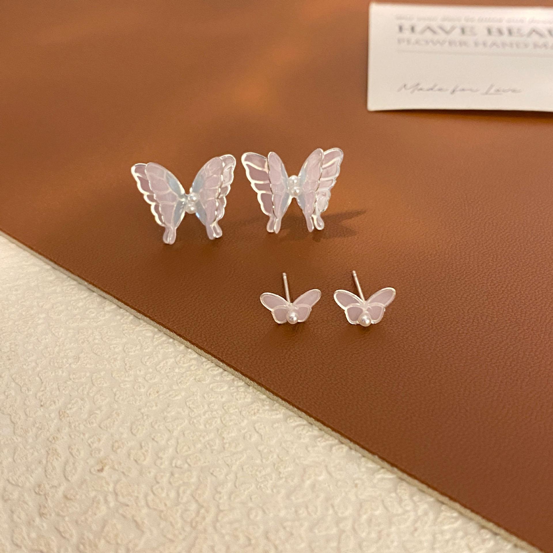 

Fashion gradient butterfly earrings set long tassel zircon crystal imitation pearl earrings party jewelry gift