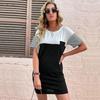 Chic Casual Striped Loose O Neck Short Sleeve Summer T-Shirt Dress Women Patchwork S-XL