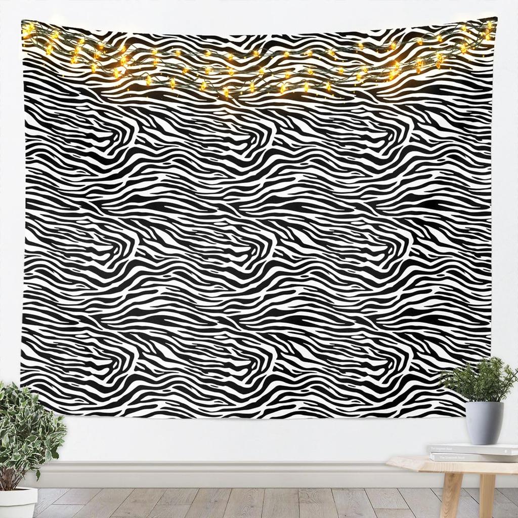 Zebra Stripes Tapestry Wall Hanging Zebra Printed Wall Blanket for Kids Black And White Skin Texture Tapestry Sexy Luxury Zoo