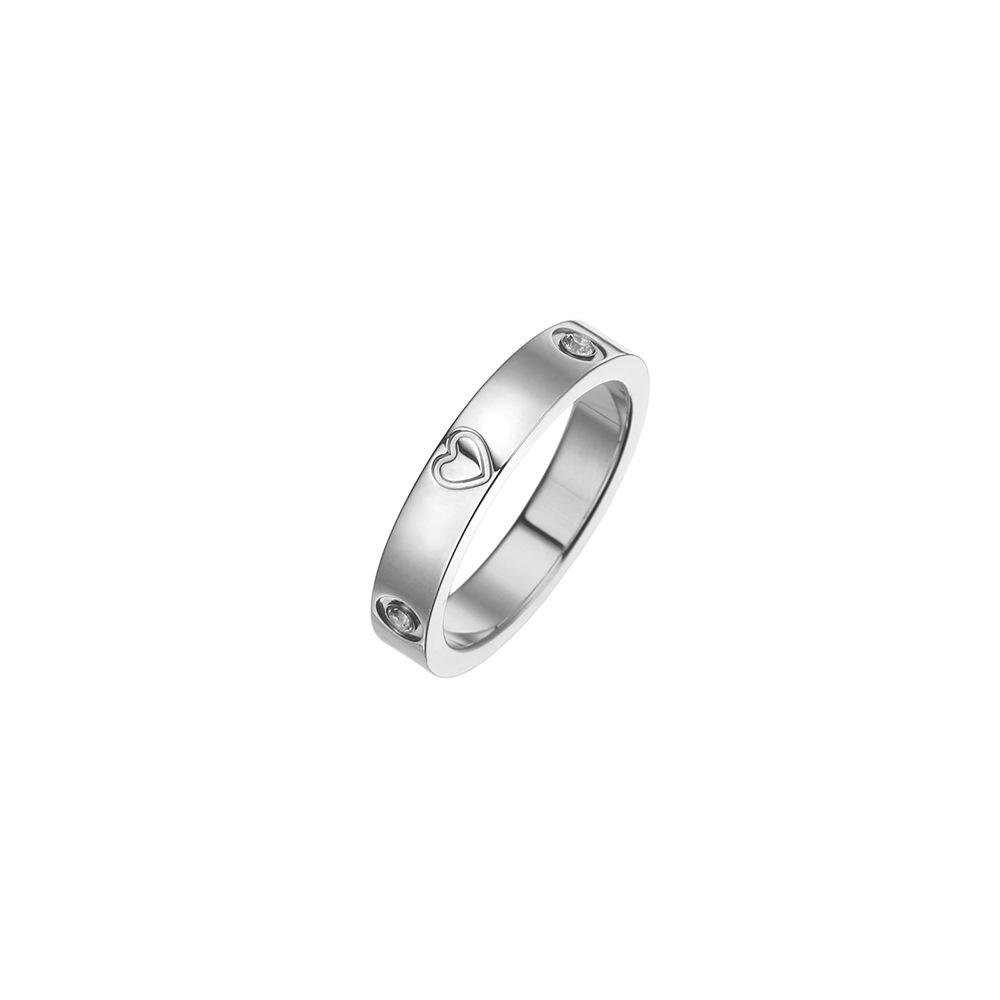 18K Gold Plated Titanium Heart-Shaped Diamond Ring Set Size 5