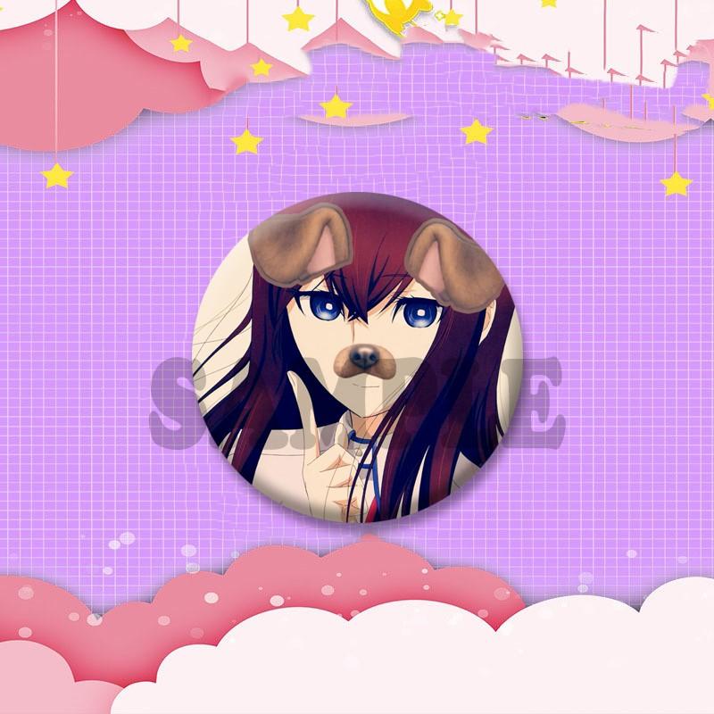 Kurisu Makise Mayuri Shiina Rintaro Okabe Cartoon Round Badge Anime Steins Gate Brooch Clothing Backpack Accessories Lapel Pins