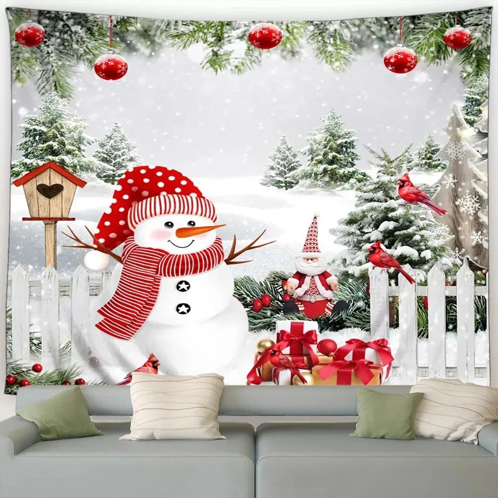 

Christmas Tree Snowman Tapestry Bedroom Living Room Home Christmas Decoration Tapestry 100x75cm