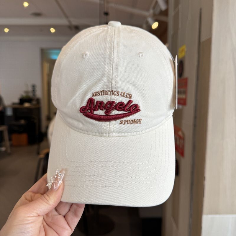 

Cap for Women 2025 New Arrival Big Head Circumference Embroider Letters K-style Easiest for Match Men s Soft Top Sun-Poof Peaked Cap Small Face Angel-White All yards