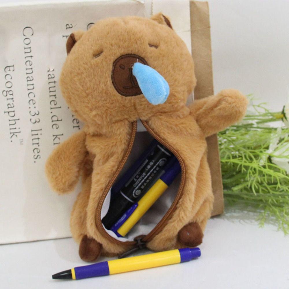 Animal Doll Cartoon Capybara Plush Doll Zipper Capibara Plush Pencil Pouch  Office