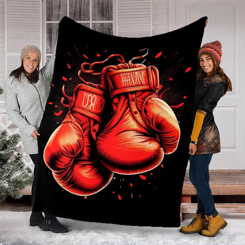 boxing Theme Printed Blanket,Perfect for Couch, Bed, Travel & Outdoor Use | Machine Washable, Cozy & Durable.