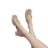 Pinch foot flip-flops women's summer wear 2025 new Internet celebrity sense design sense niche thick heel pearl sandals
