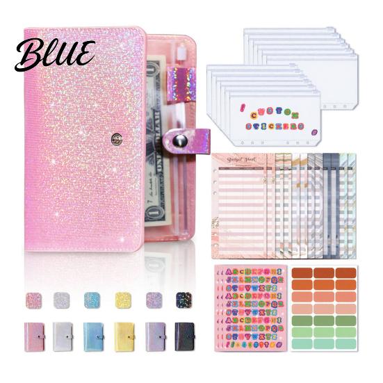 Horizontal Line Accounting Sheets A6 Budget Planner Notebook Glitter Cash Tracker Journal Financial Flexible Pages Organizer with Dividers