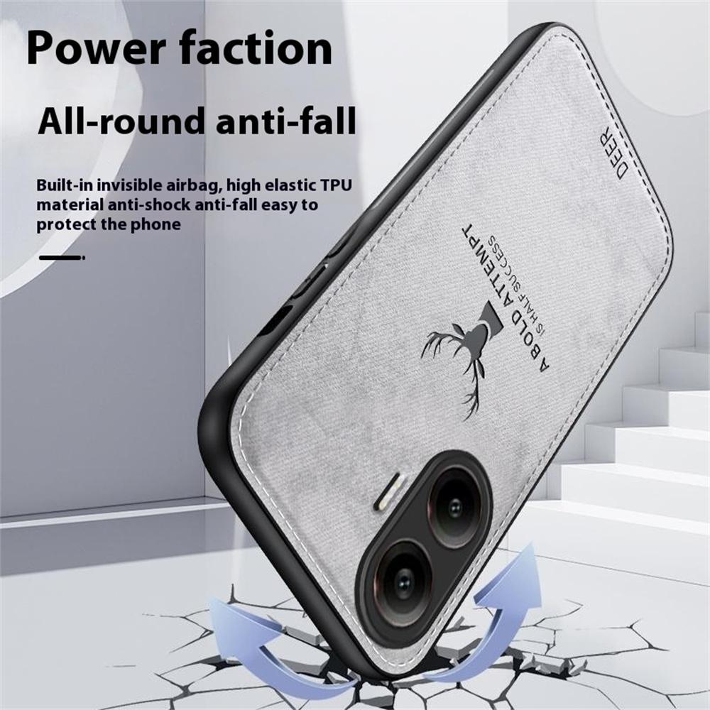 Pro Xiaomi Poco F7 5G/Redmi Turbo 4 Pro 5G Pouzdro Vzor Jelen Látková Textura PU+PC+TPU Kryt na Telefon