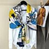 53*170cm High-grade 100% Mulberry Silk Thin Long Scarf Printed Shawl Neckerchief Gift for Women