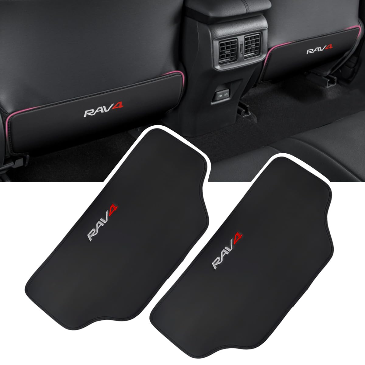 

MiJuduo Kick Guard for Toyota RAV4 50 Prevents Scratches and Embroidered Seat Back Seat Back Rear Seat Prevents Prevents Easy to 2 Pieces Series, чорний