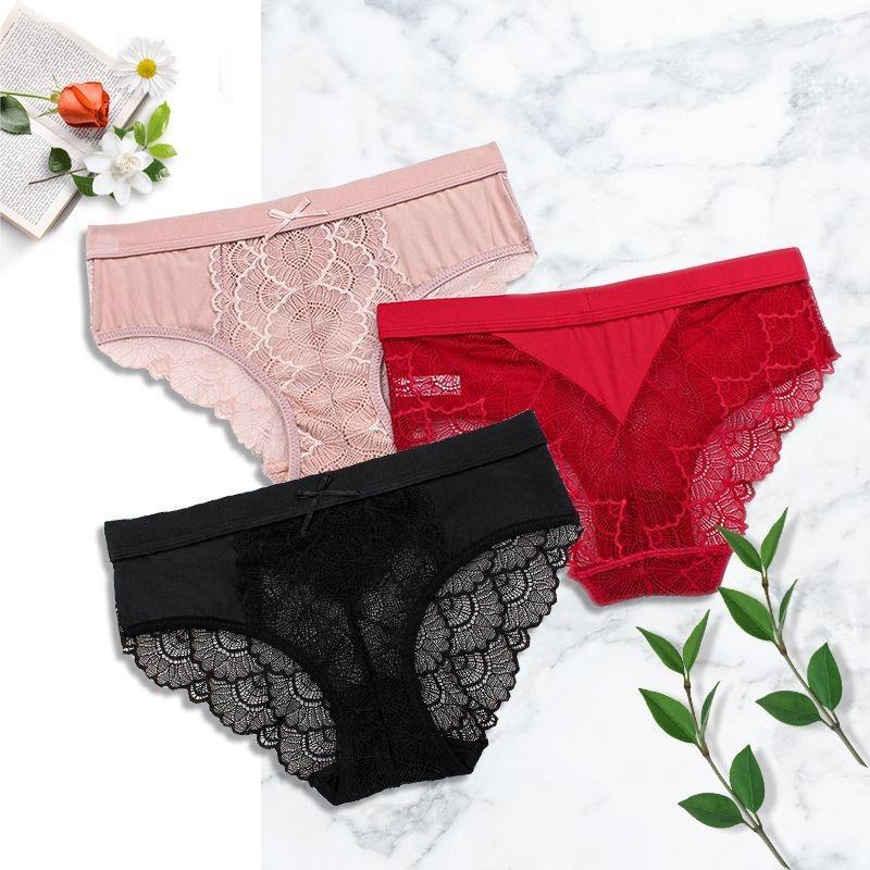 Mid Waist Sexy Lace Triangle Pantie Transparent Seamless Elastic Wide Waist Underwear Women's Triangle Panties