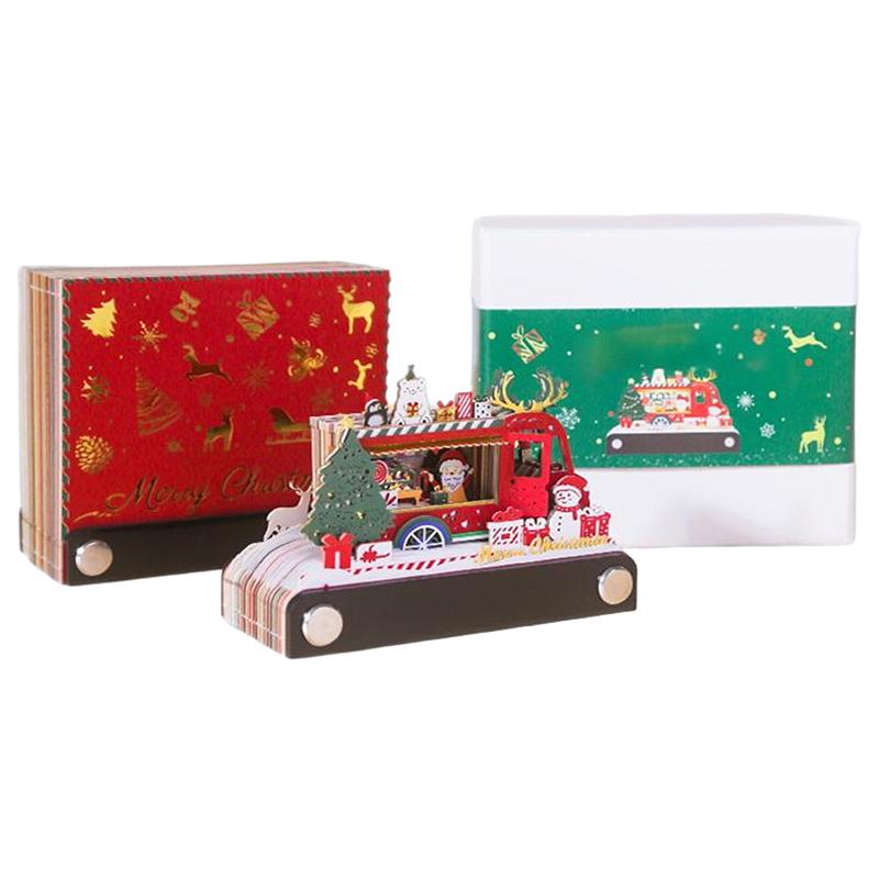 Time Piece Calendar 2026 Desk Calendar With Led Light 3D Tear-Away Calendar Paper Carving Art Memo Pad Notepad Christmas Gift