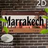 2D Flat, Retro Aluminum Plate, Decorative Plaque & Statues (6"x 12"), Marrakech with Desert Architecture, Travel Themed Decor