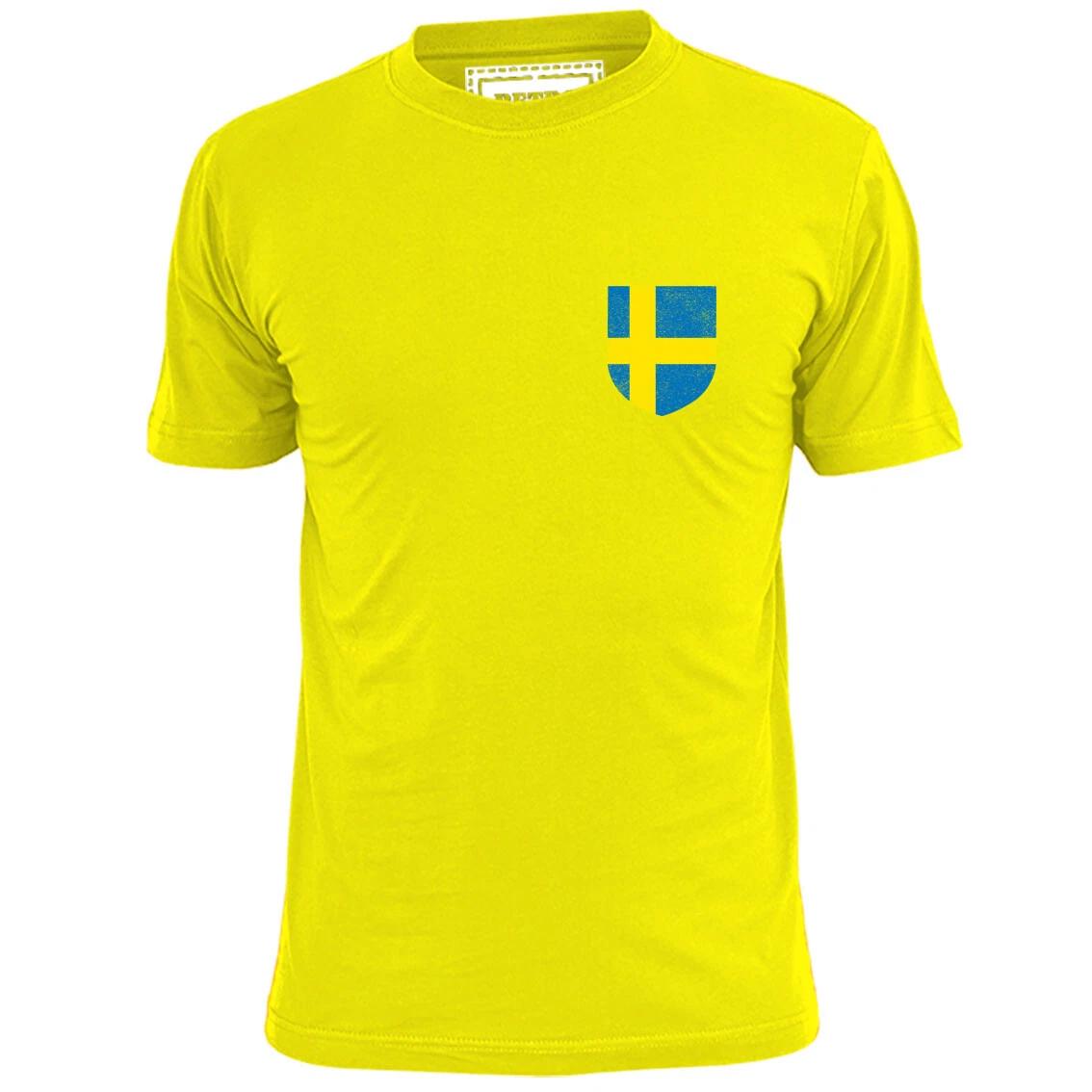 Mens Sweden Pocket Shield Badge Football T shirt Soccer Footy S