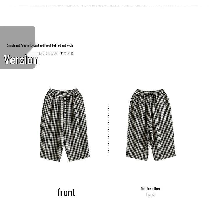 Women's Retro Plaid High-Waisted Wide-Leg Cropped Pants - Summer Lightweight Style