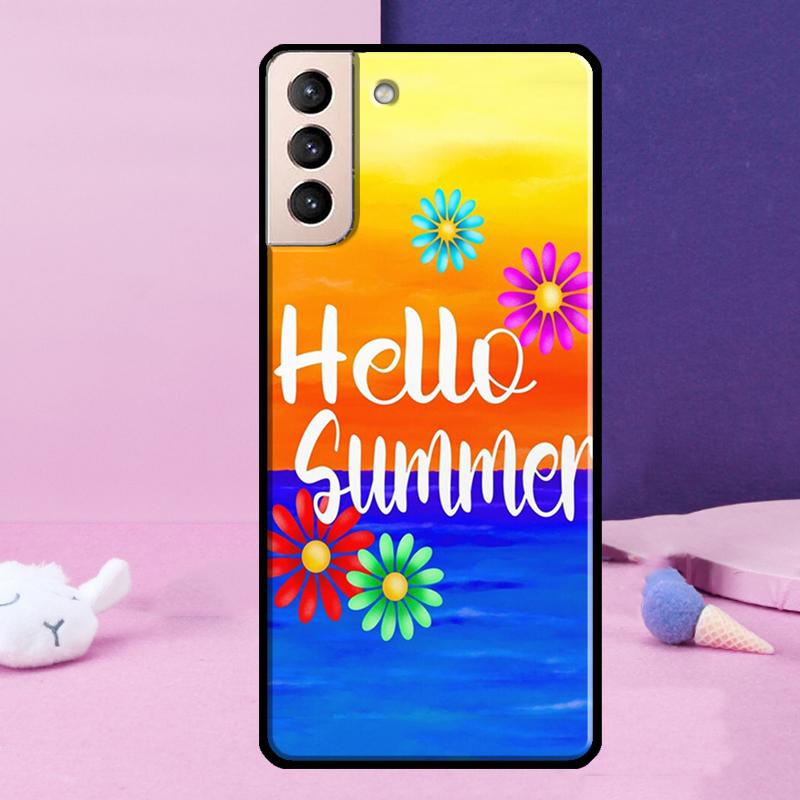 Hello Summer Flowers Phone Case For Samsung Galaxy S24 Ultra S25 Ultra S9 S10 S20 S21 S22 Plus S23 S24 FE Cover