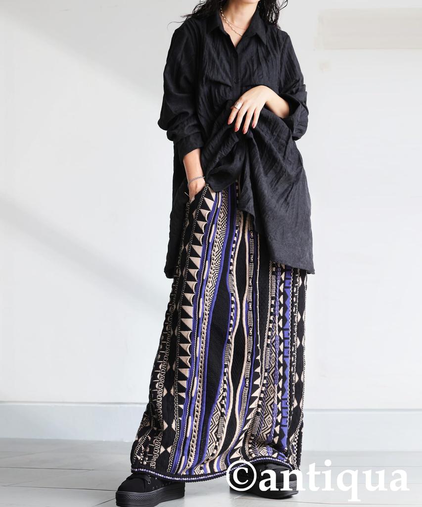 Antiqua Geometric Print Knit One Black Mix Skirt, Women's, Bottoms, Pattern, PN-00593, Size, 05,