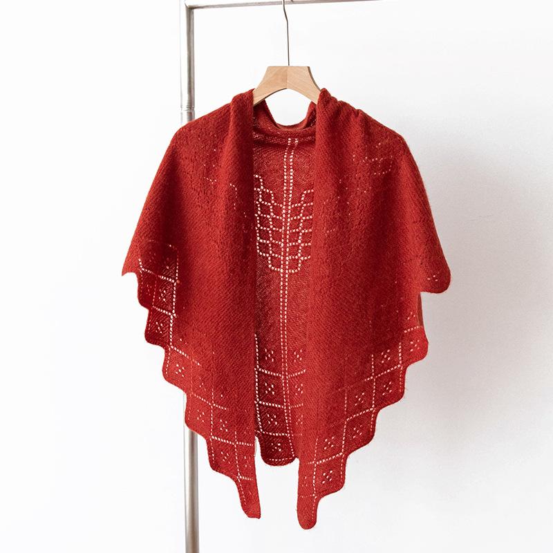 Pure Cashmere Scarf and Shawl High End Outerwear  Women's Thin Knitted French Hollow Triangle Scarf Scarf and Shawl