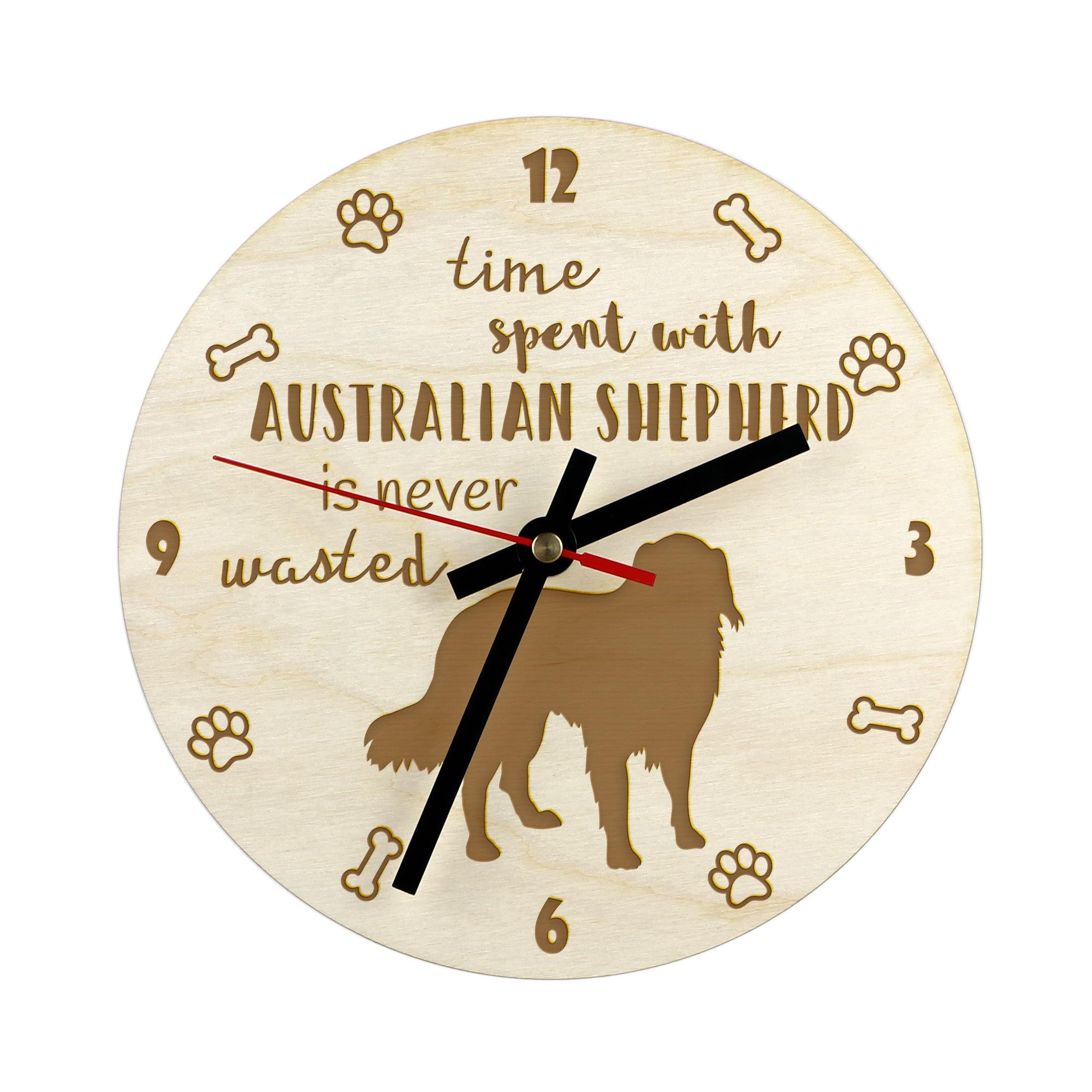 

Australian Shepherd - clock with dog, wooden clock with engraving, personalised clock by Art-Dog