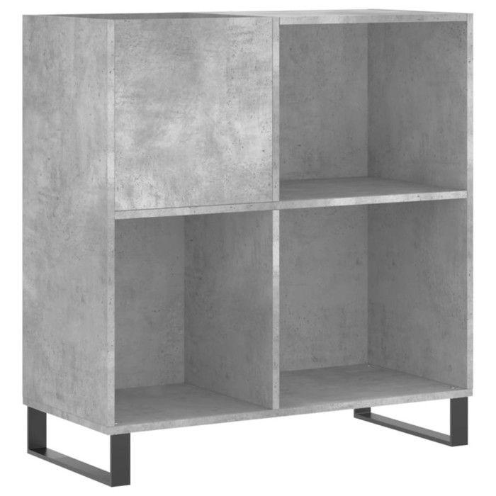 VidaXL Armoire à Disques, Support de Tourne-disque, Armoire Latérale avec Rangement, Buffet de Salon, Moderne, Gris Béton 831784