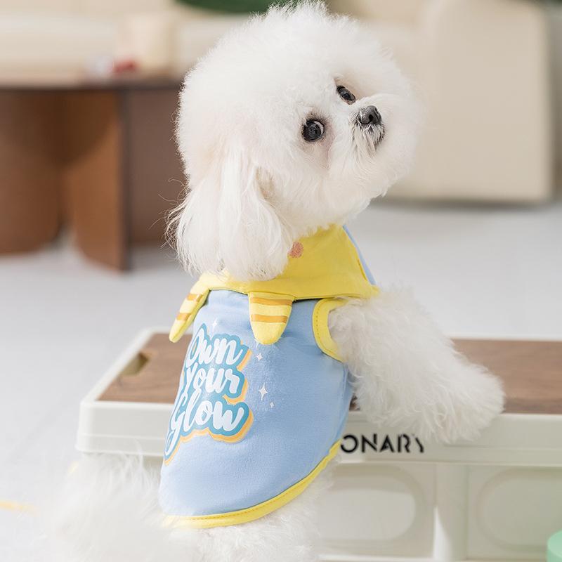 

Dog clothes spring and summer thin breathable cartoon monster lapel leash vest teddy bear sling pet clothes XXL (recommended weight 15-10kg)