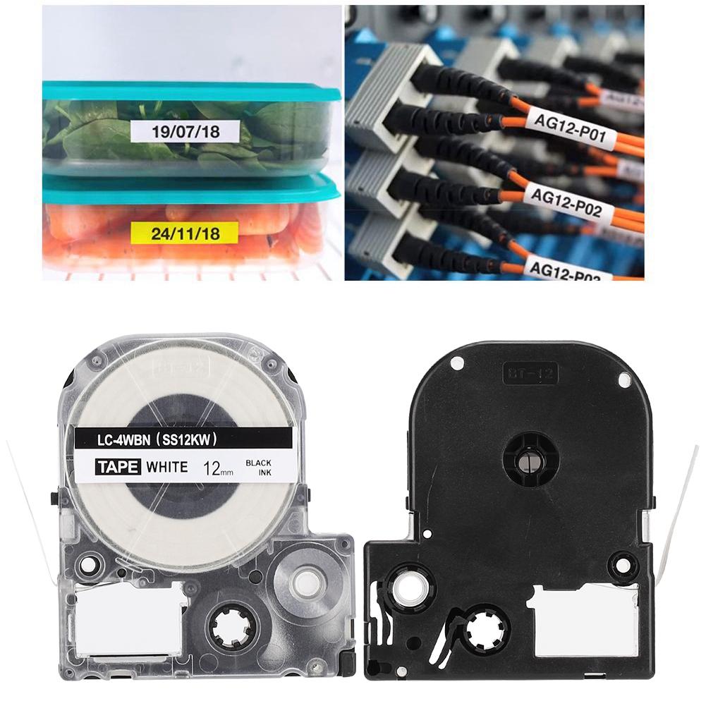 Label Tape Ribbon for KING JIM EPSON Printer Printing Paper Office Supply(12mm black on white)