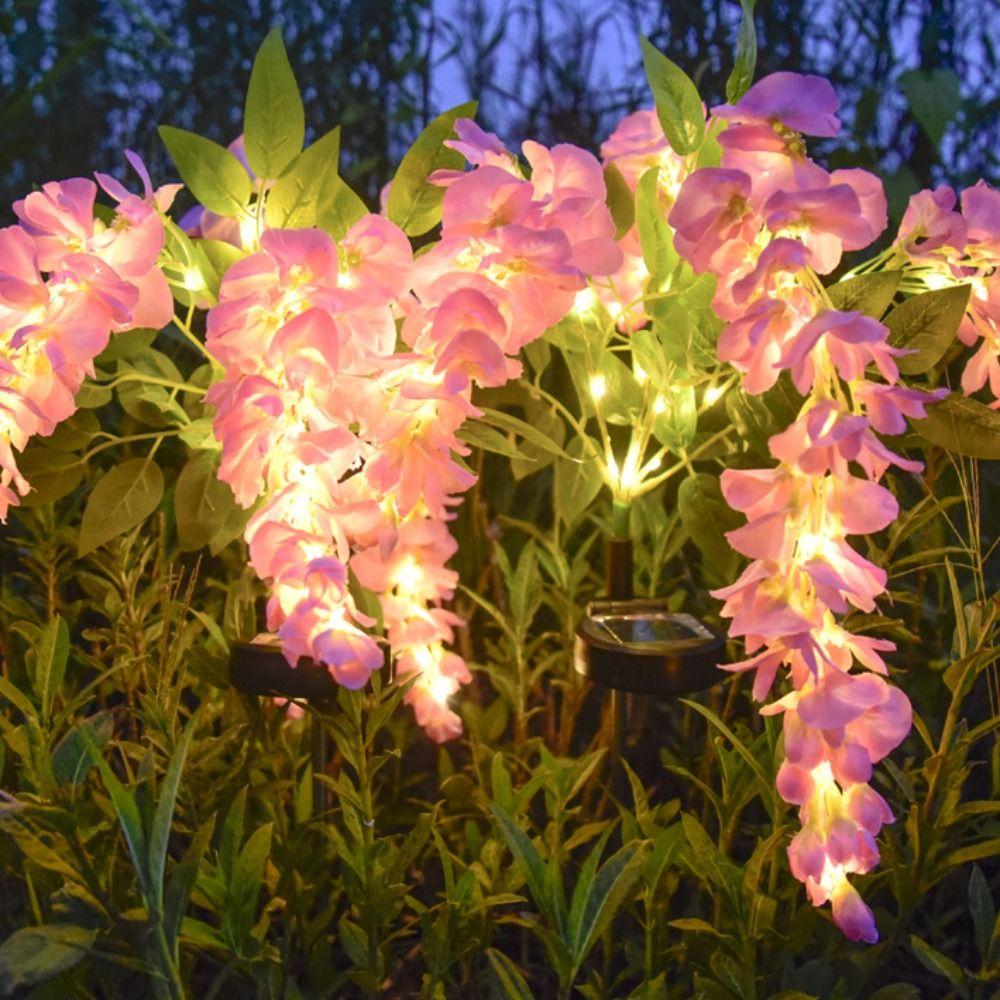 Realistic Solar Wisteria Flower Lamp Waterproof Creative Landscape Lawn Lamp Artificial Ground Mounted Garden Solar Lights