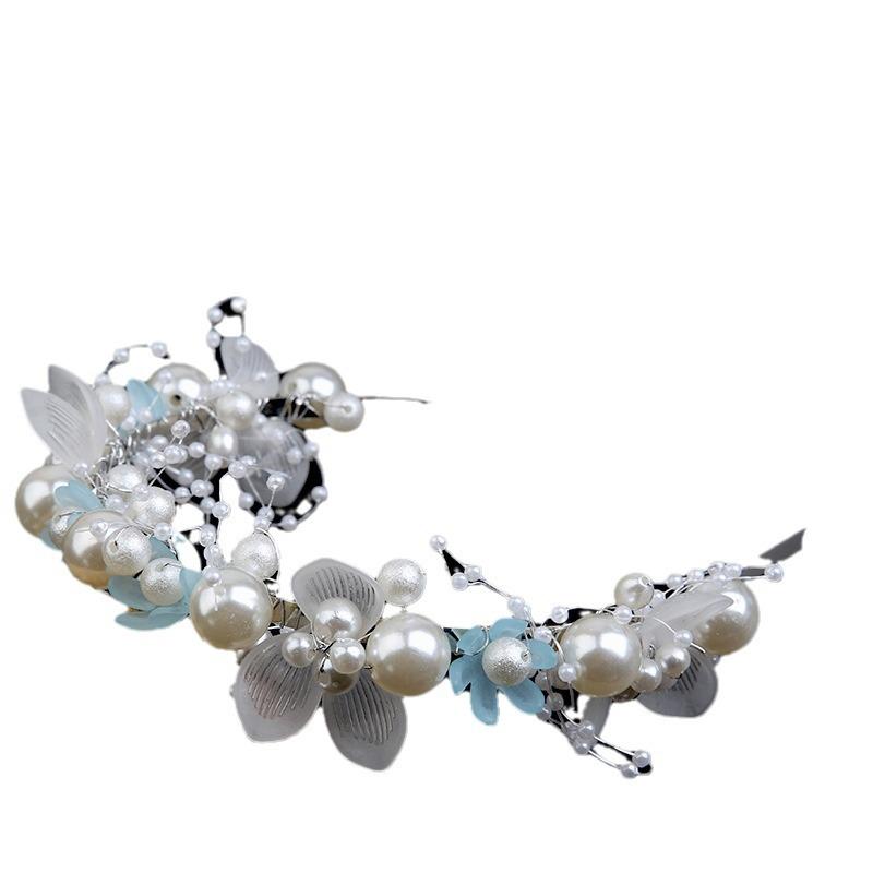 Pearl headband flower wreath headband Mori bride crown sweet knot wedding dress beaded headdress