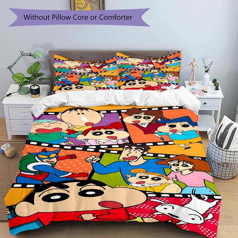 3pcs Crayon Shin-chan Bedding Set. Soft and Comfortable with No Core Included (1x Duvet Cover + 2x Pillow Covers) yy251031043