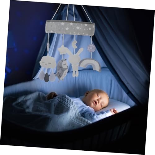 Crib Mobile with Cartoon Clouds Rainbow Rabbits Owl, Baby Nursery Decor, Newborn Soothing Toy, Musical Mobile for Infants