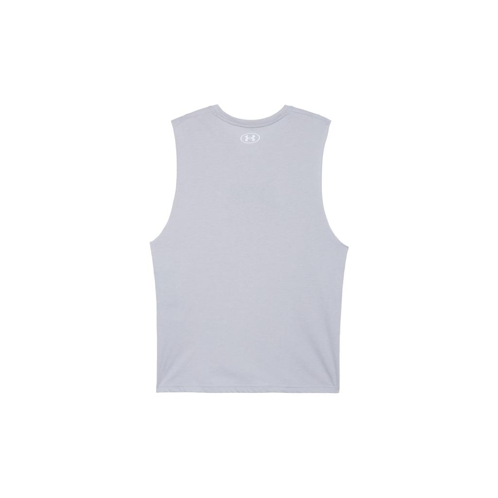 Under Armour Project Rock Show Your Work Letter Print Crew Neck Sleeveless Tank Top Men Tops Gray 1385939-011