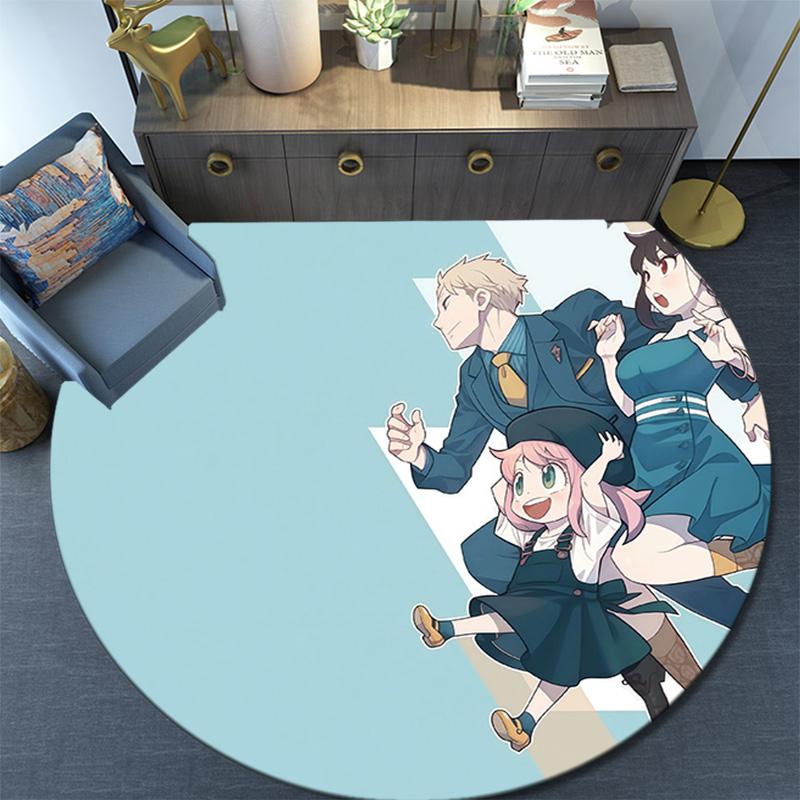 Spy X Family Round Area Rug,Carpet Rug for Living Room Bedroom Sofa Playroom Decor,Non-slip Floor Mat