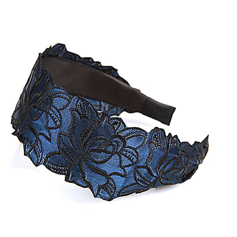 Korean Plaid Fabric Striped Headband with White Edge Knot for Women