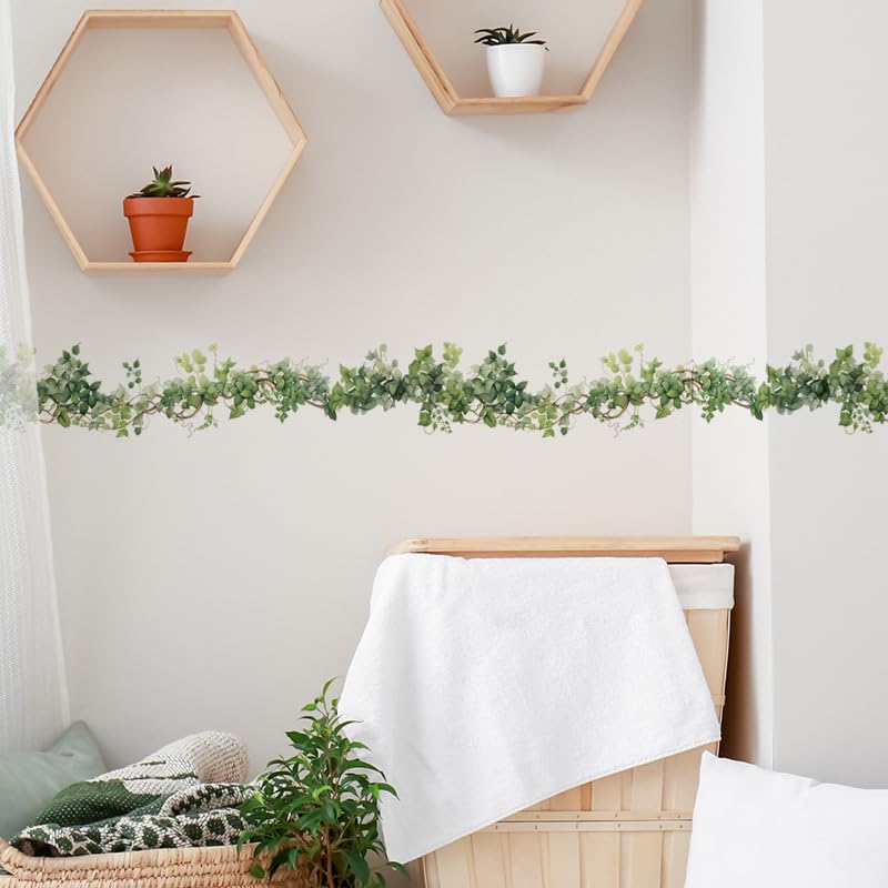 Green Leaves Rattan Wall Sticker Nordic Style Plant Wall Decal