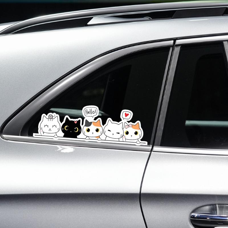 Autoaufkleber Süße Cartoon-Katze Vinylaufkleber Wasserdichte Abziehbilder Auto Zubehör Deko Pegatinas Para Coche