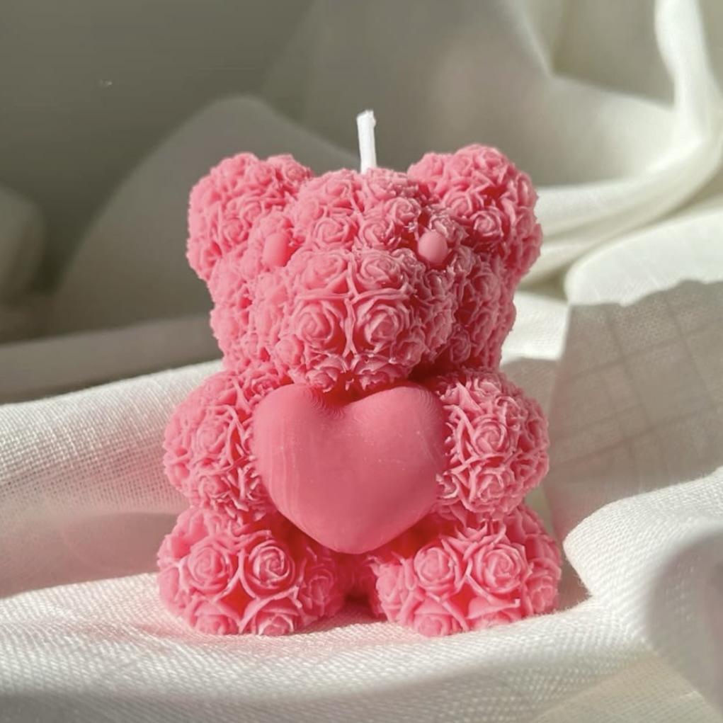 Rose Bear Aromatherapy Candle Silicone Mold Valentine's Day Wedding Party Atmosphere Home Decoration Mold Creative Styling Mold