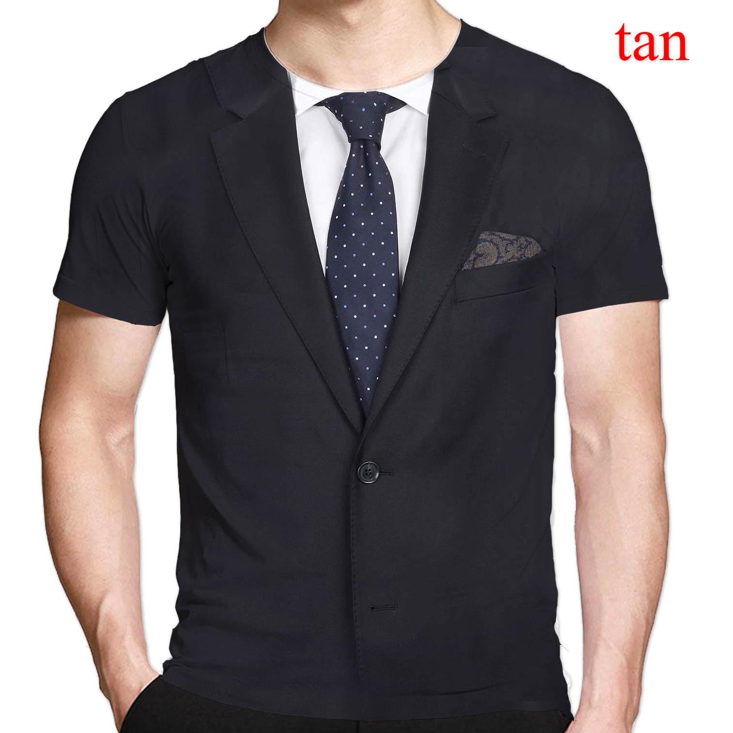 

New 3D Printed T-shirts Funny Spoof Fake Suit 3D T Shirt Bow Tie Men Summer Streetwear Sport Tee 4XL