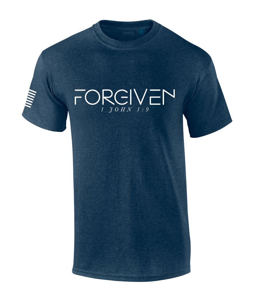 Mens Christian Shirt Forgiven 1 John 1:9 Short Sleeve T-Shirt Graphic Tee