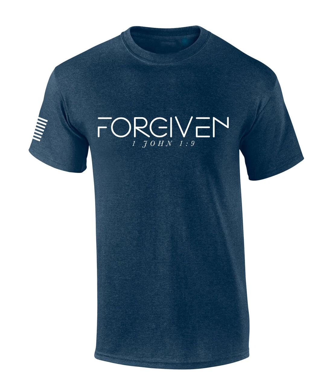 Mens Christian Shirt Forgiven 1 John 1:9 Short Sleeve T-Shirt Graphic Tee 3XL