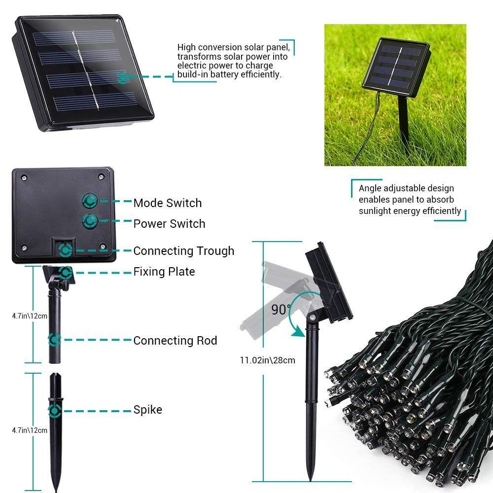8 Lighting Modes Solar LED Light String Waterproof Outdoor Fairy Lights  Christmas Decoration