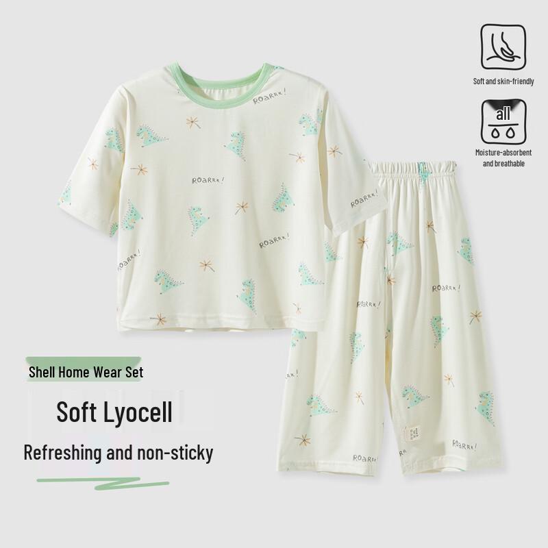 Beibeiyi Boys  Tencel Dinosaur Print Summer Pajama Set 100
