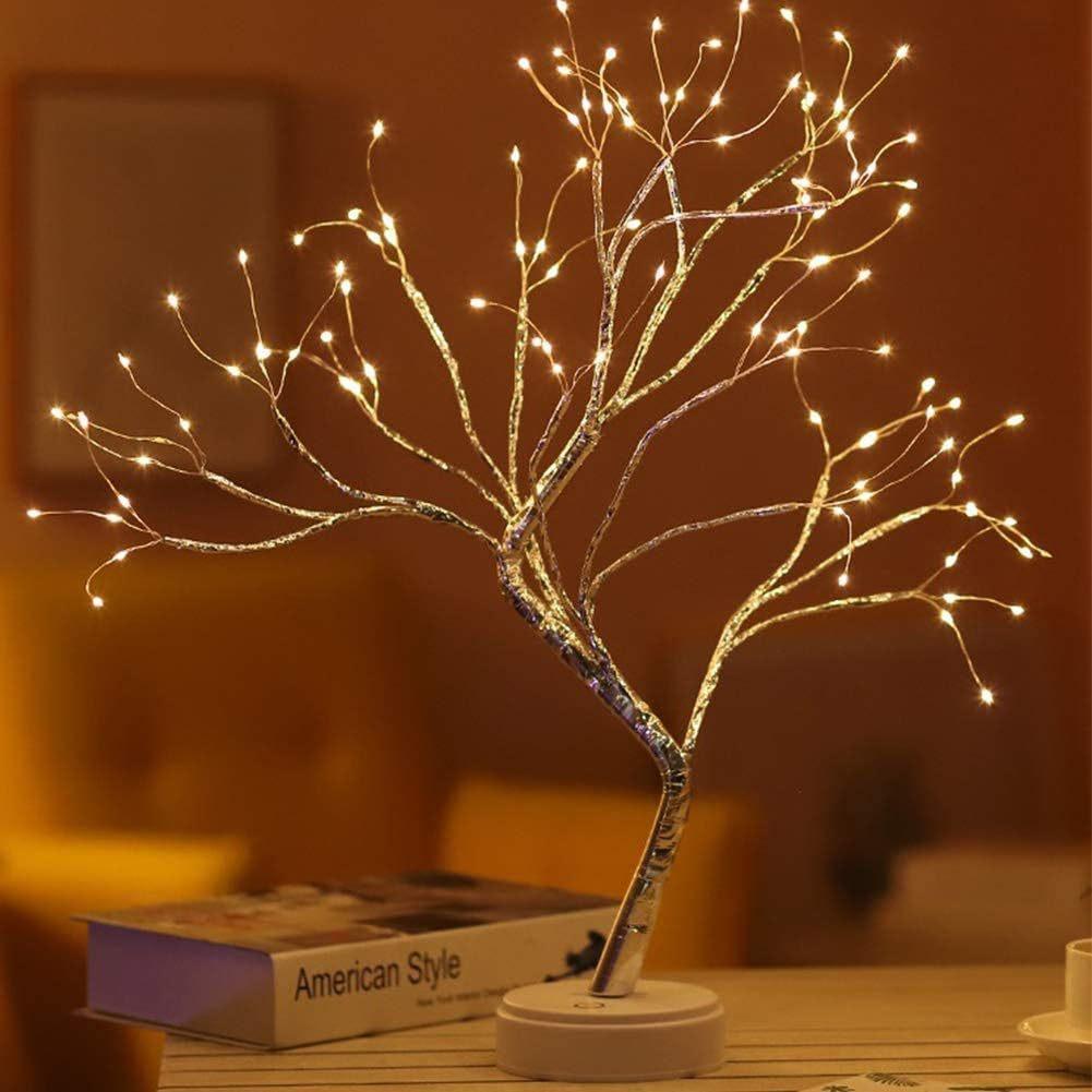 6 Colors 108 LED Warm White Tree Lights USB/Battery Operated Starry Copper String Lights Indoor/Outdoor Table Tree Night Light